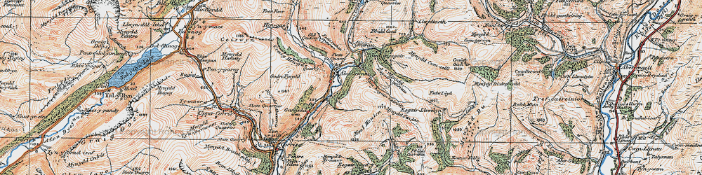 Old map of Aberllefenni in 1921