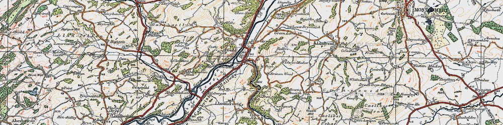 Old map of Abermule/Aber-miwl in 1921