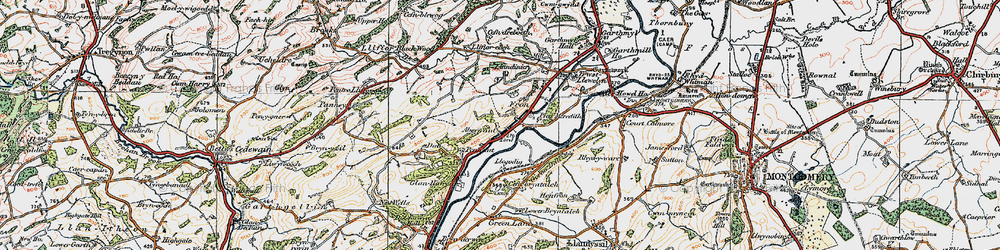 Old map of Abernant in 1921