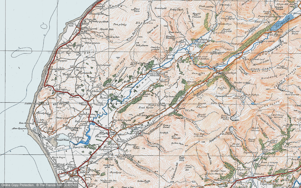 Old Map of Abertrinant, 1922 in 1922