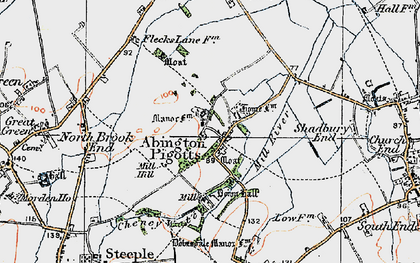 Old map of Abington Pigotts in 1919