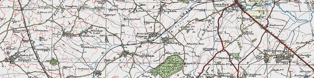 Old map of Abthorpe in 1919