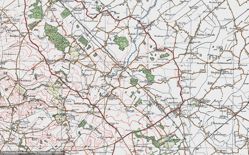 Old Map of Aby, 1923 in 1923