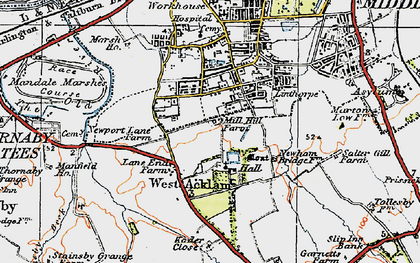 Old map of Acklam in 1925