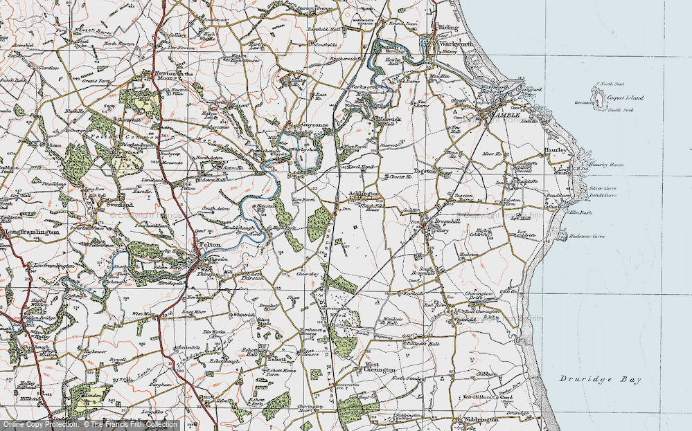Old Map of Acklington, 1925 in 1925