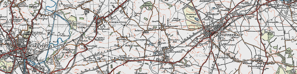 Old map of Ackton in 1925