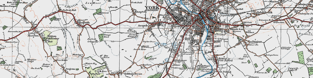 Old map of Acomb in 1924