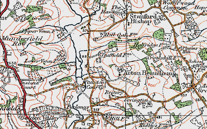 Old map of Acton Beauchamp in 1920
