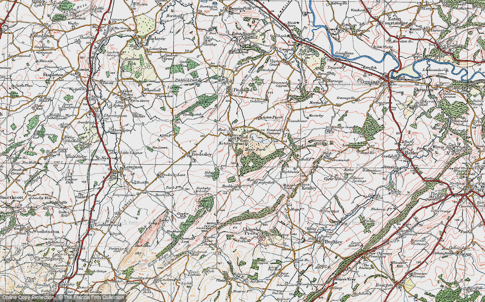 Old Map of Acton Burnell, 1921 in 1921