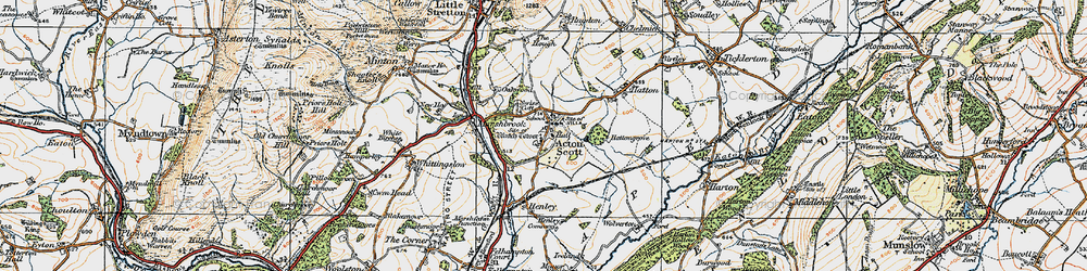 Old map of Acton Scott in 1920