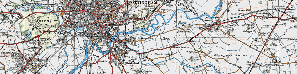 Old map of Adbolton in 1921