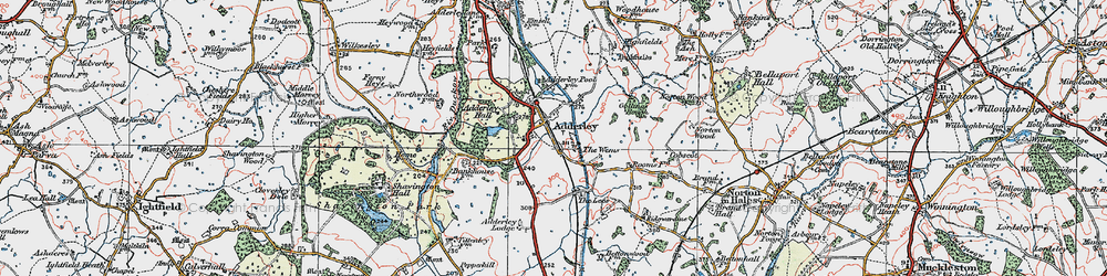 Old map of Adderley in 1921