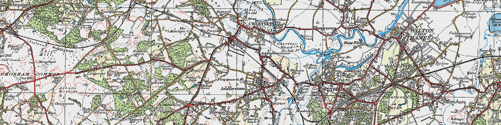 Old map of Addlestonemoor in 1920
