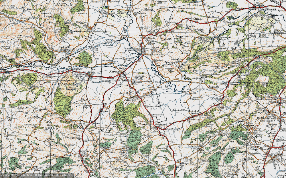 Old Map of Historic Map covering Wigmore Moor in 1920