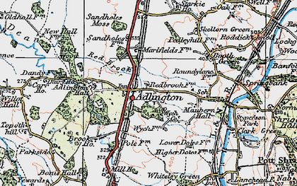 Old map of Adlington Hall in 1923