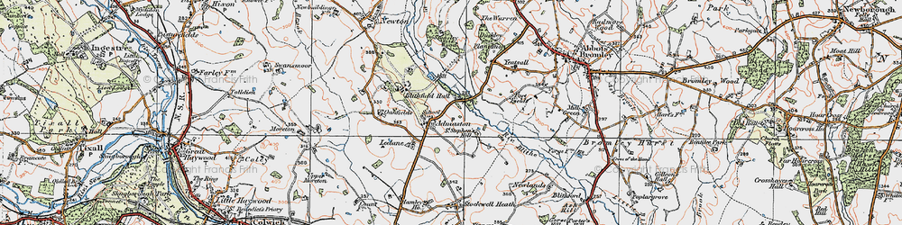 Old map of Admaston in 1921
