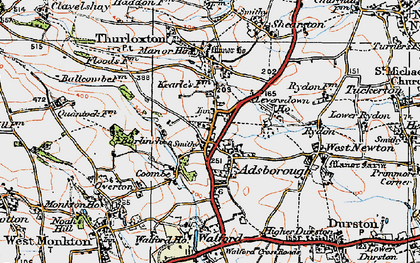 Old map of Adsborough in 1919