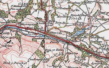 Old map of Bryn Sion in 1924
