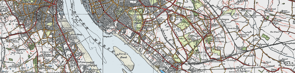 Old map of Aigburth in 1923