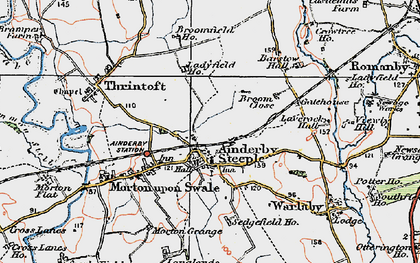 Old map of Ainderby Steeple in 1925
