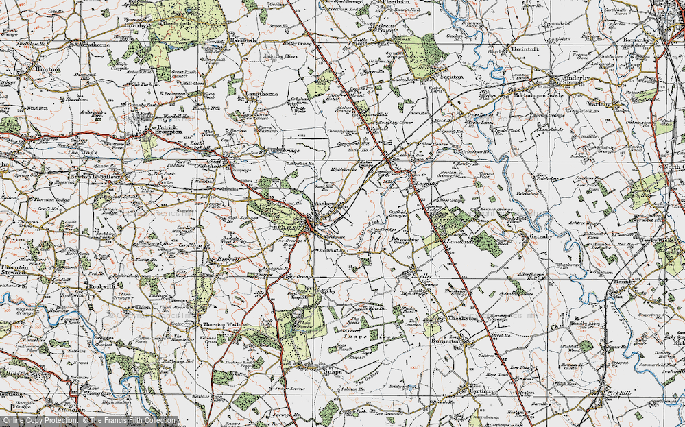 Old Map of Historic Map covering Aiskew Grange in 1925