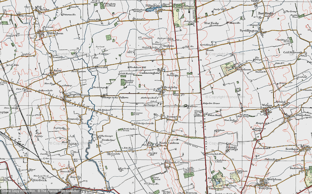 Old Map of Aisthorpe, 1923 in 1923