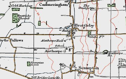 Old map of Aisthorpe Hall in 1923