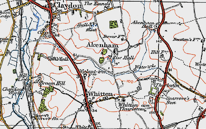 Old map of Akenham Hall in 1921