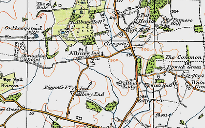 Old map of Albury in 1919