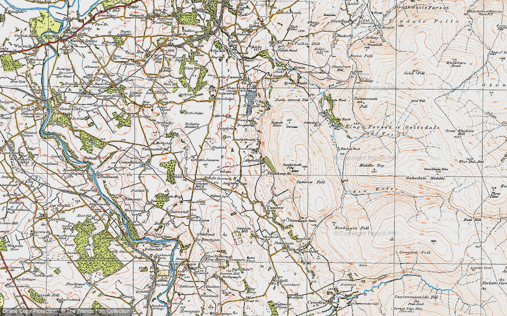 Old Map of Historic Map covering Binney Bank in 1925