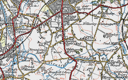 Old map of Alcester Lane's End in 1921
