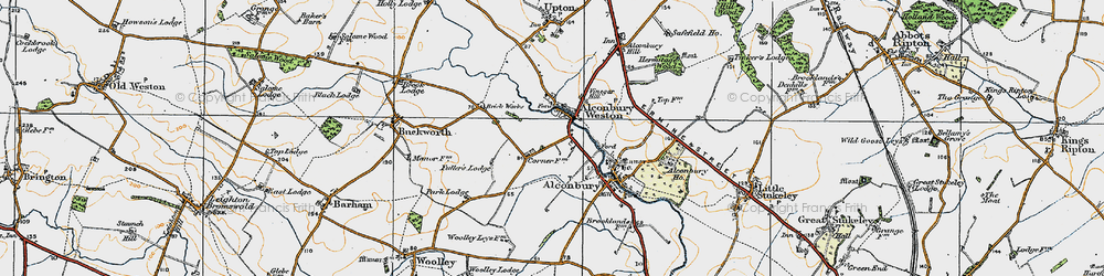 Old map of Alconbury Hill in 1920