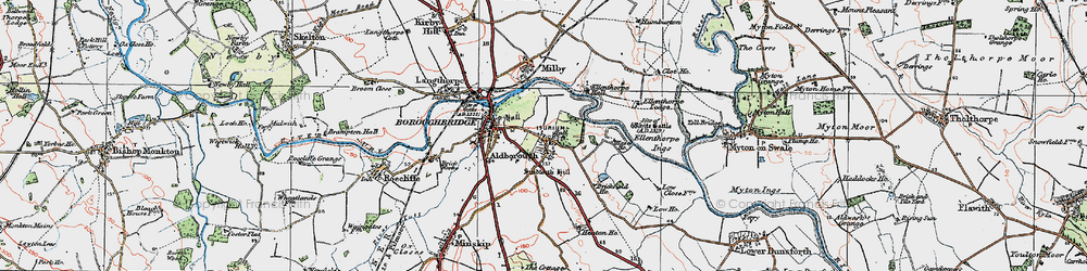 Old map of Aldborough in 1925