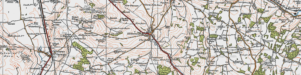Old map of Aldbourne in 1919