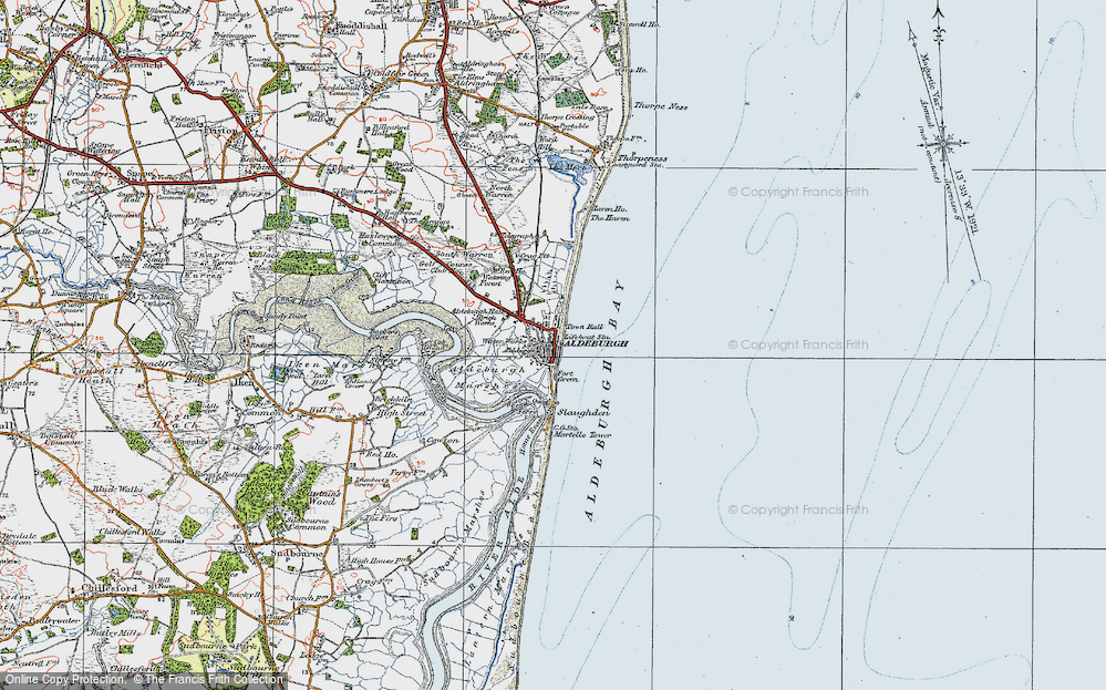 Old Map of Aldeburgh, 1921 in 1921