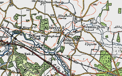 Old map of Alderford Common in 1922