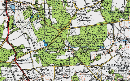 Old map of Aldermaston Soke in 1919