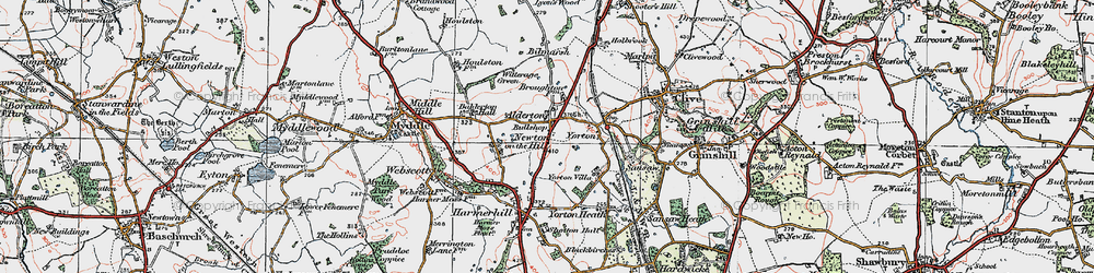 Old map of Alderton in 1921