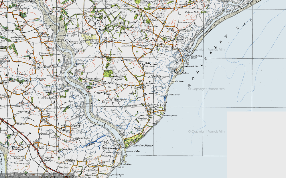 Old Map of Alderton, 1921 in 1921