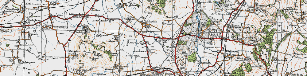 Old map of Alderton Fields in 1919