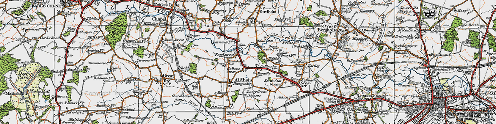 Old map of Aldham in 1921