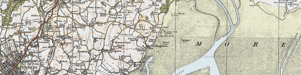 Old map of Aldingham in 1924