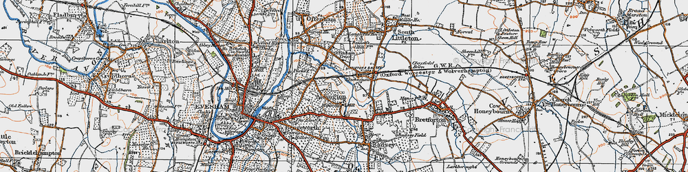 Old map of Aldington in 1919