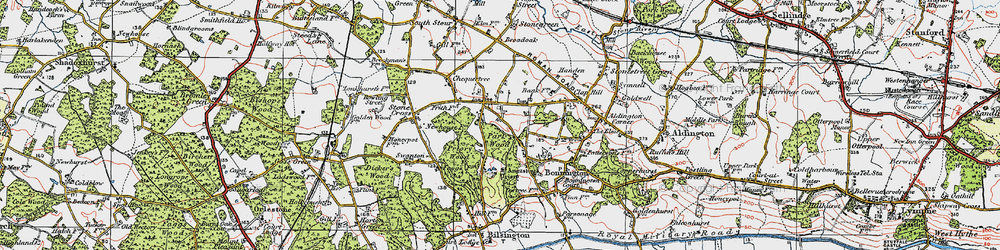 Old map of Aldington Frith in 1921