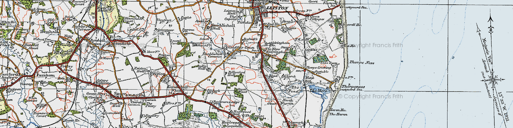 Old map of Aldringham in 1921