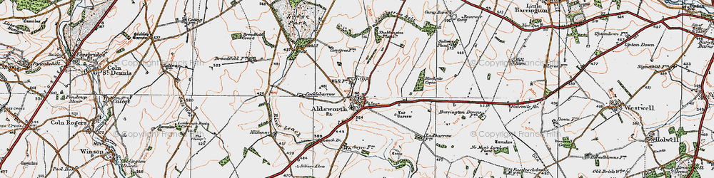 Old map of Aldsworth in 1919