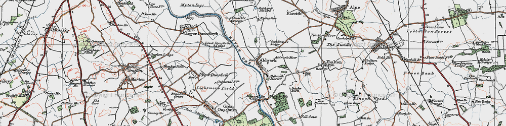 Old map of Aldwark Moor in 1925