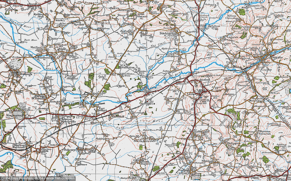 Old Map of Historic Map covering Bolter's Bridge in 1919