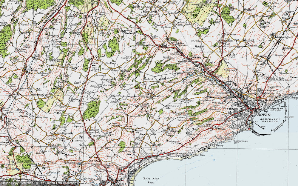 Old Map of Alkham, 1920 in 1920