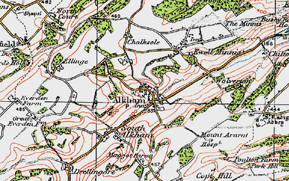 Old map of Alkham in 1920